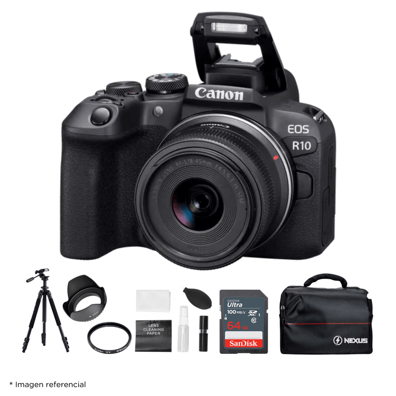 Camara-Canon-EOS-R10---Lente-RF-S-18-45mm---Kit-Ultimate-de-Accesorios