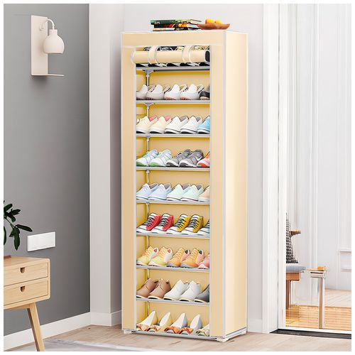 Zapatero Organizador 9 Niveles Desmontable de Tela Beige HC9