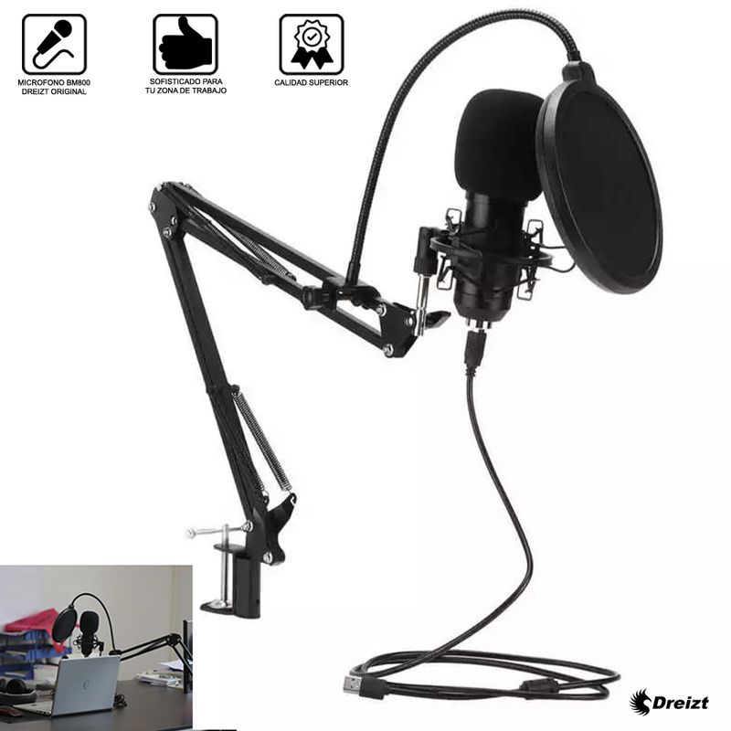 Microfono-Profesional-con-Consola-Tarjeta-de-Sonido-Bm-800-Dreizt-Black