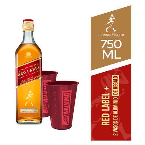 Whisky JOHNNIE WALKER Red Label Botella 750ml + 2 Vasos