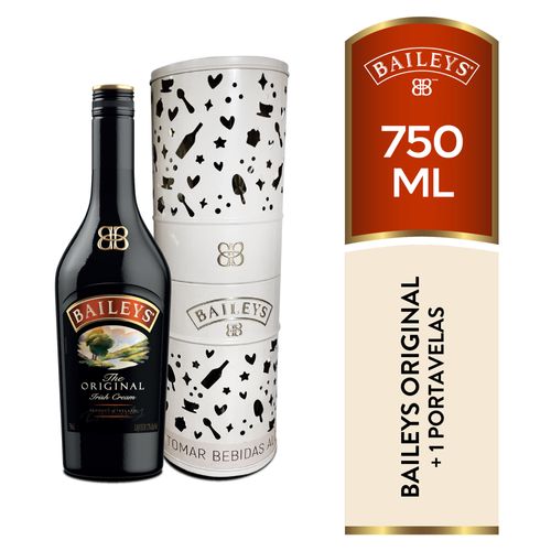 Licor de Crema BAILEYS Original Botella 750ml + Portavelas