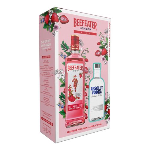 Gin BEEFEATER Pink Botella 700ml + Vodka ABSOLUT Botella 375ml