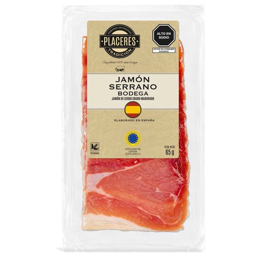 Jamón Serrano Laminado PLACERES Paquete 65g