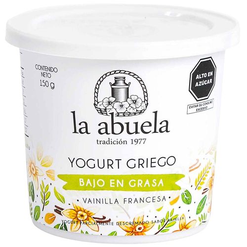 Yogurt Griego de Vainilla LA ABUELA Bajo en Grasa Envase 150g