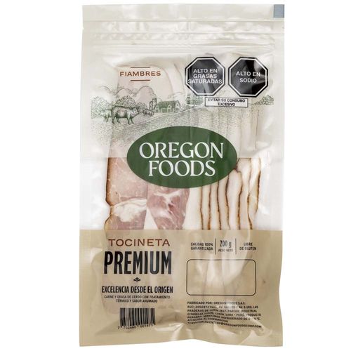 Tocineta Premium OREGON FOOD'S Paquete 200g