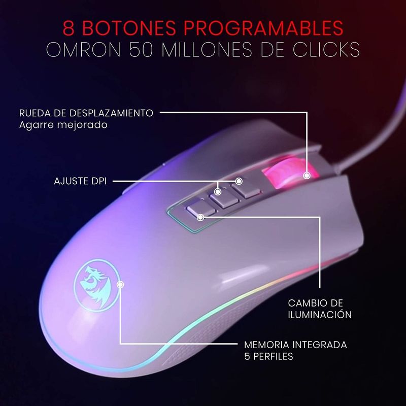Redragon---Mouse-Cobra-M711-RGB-8-Botones-Programables-Blanco