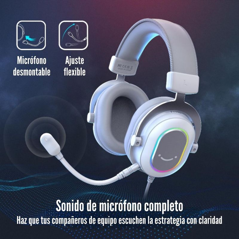 Fifine---Audifono-Ampligame-H6-RGB-Sonido-71---Blanco