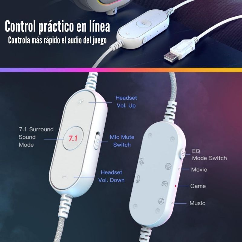 Fifine---Audifono-Ampligame-H6-RGB-Sonido-71---Blanco