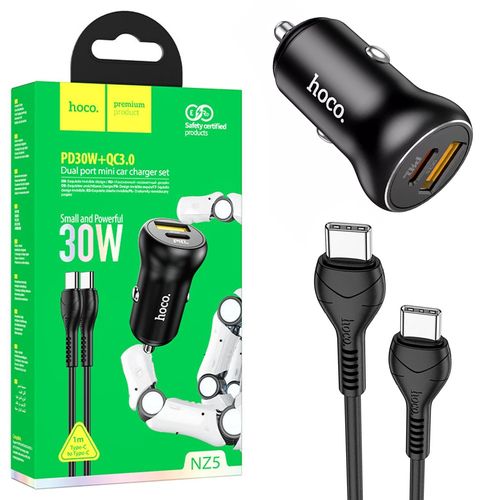 Cargador para Auto Hoco NZ5 Tipo C USB 30w QC3.0 5A con cable TIPO C