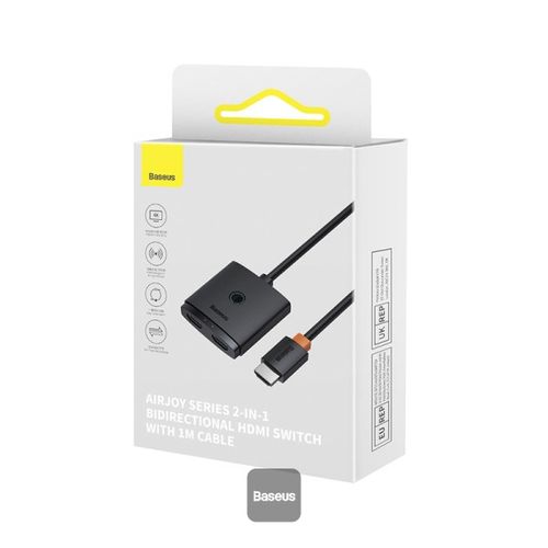 Switch HDMI Baseus bidireccional Airjoy 2 en 1 - cable de 1MT - Negro