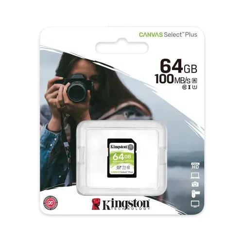 Memoria SD Kingston 64GB Canvas Selet Plus 100Mbs UHS-I