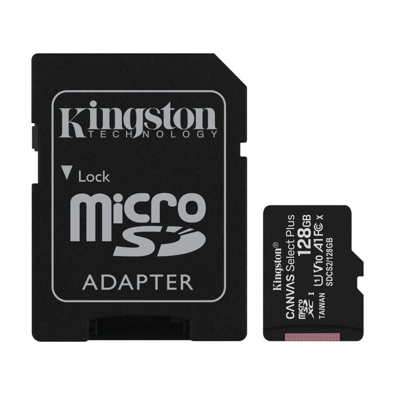 Memoria-Micro-SD-128GB-Kingston-A1-CANVAS-Select-Plus-Clase-10