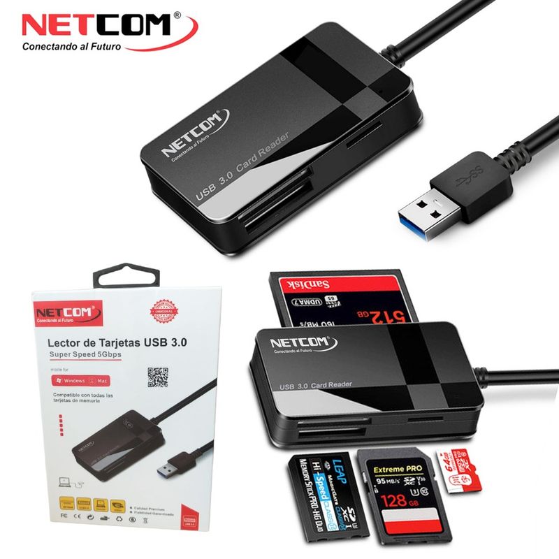 Lector-de-tarjetas-NETCOM-USB-30-SD-Micro-sd-MMC-CF-MS-SDHC-Micro-MMC
