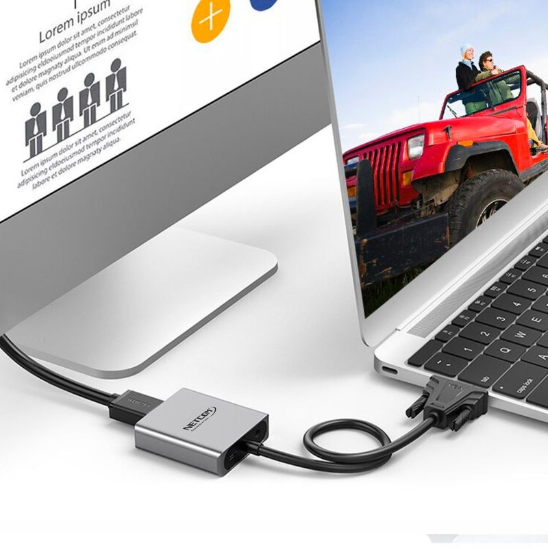 Convertidor VGA macho a HDMI hembra Netcom full HD audio y video