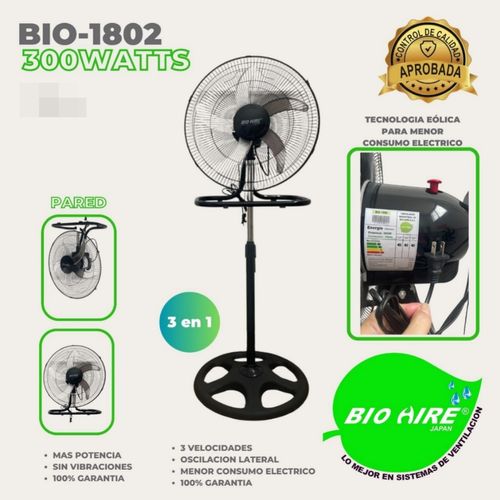 Ventilador BIO AIRE BIO-1802 300W 3 en 1 con Aspas de Metal (JYA)