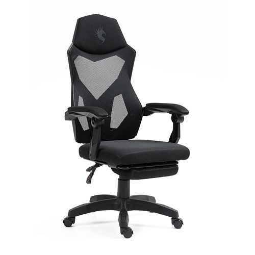 Silla Gamer Ergonómica Dreizt Mesh XL Negro Con Posapies Reclinable