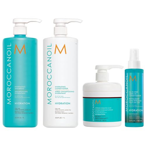 Shampoo Litro+ Acondicionador+ Mascarilla+ Spray Moroccanoil Hydration