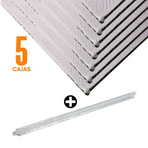 COMBO Sumec: Cielo raso Venecia 8mm 0.61x1.22m CJX6 - 5 Cajas + Suspensión terciaria 26x24x610 mm