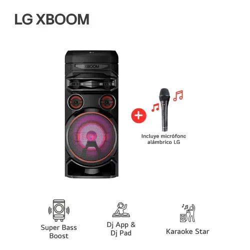 Torre de sonido LG XBOOM RNC7 Multi-Bluetooth Karaoke Star + Microfono Negro