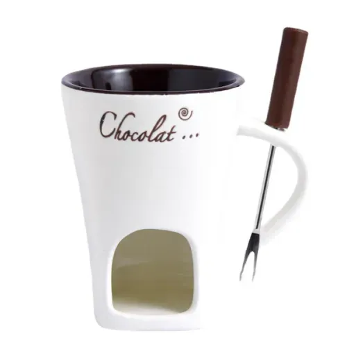 FondueMug™ - Taza de Cerámica para Fondue de Chocolate incluye Velas