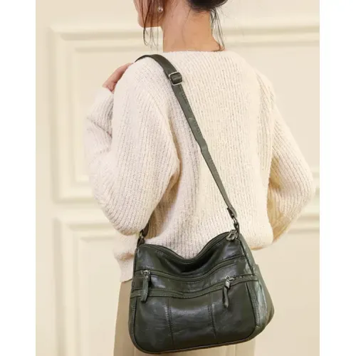 Bolso de Cuero Rivet™ con Múltiples Bolsillos para Mujer