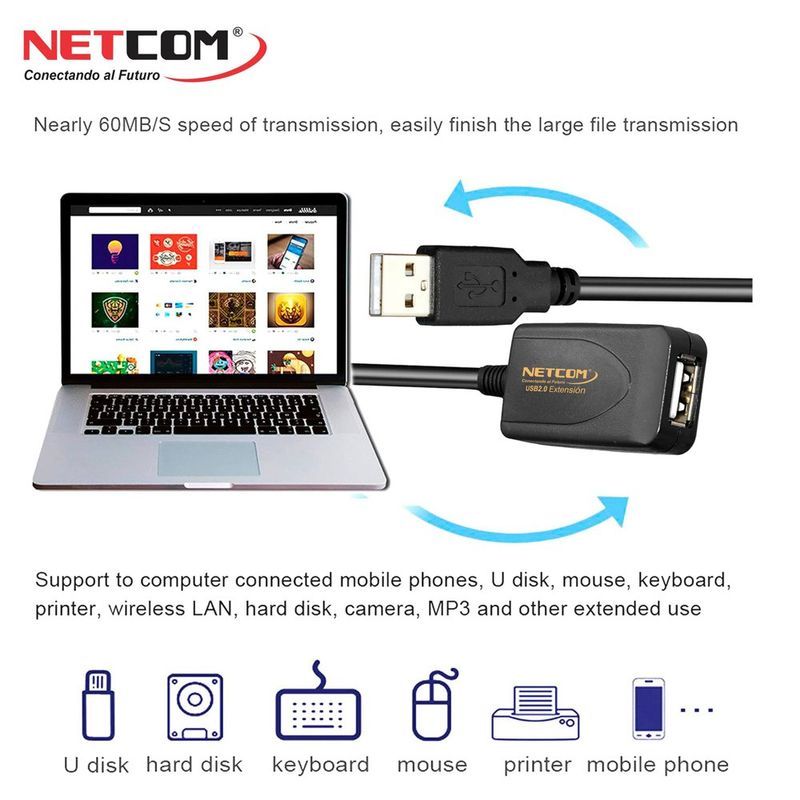 Cable-Extension-USB-20-Activo-Netcom-Macho-a-Hembra-15-Metros