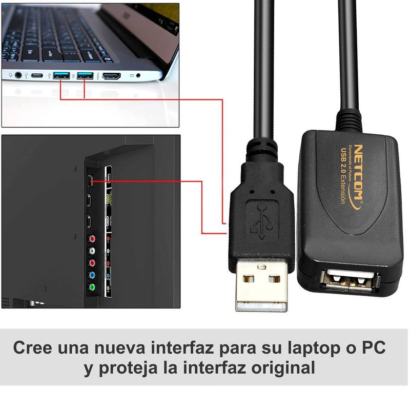 Cable-Extension-USB-20-Activo-Netcom-Macho-a-Hembra-15-Metros