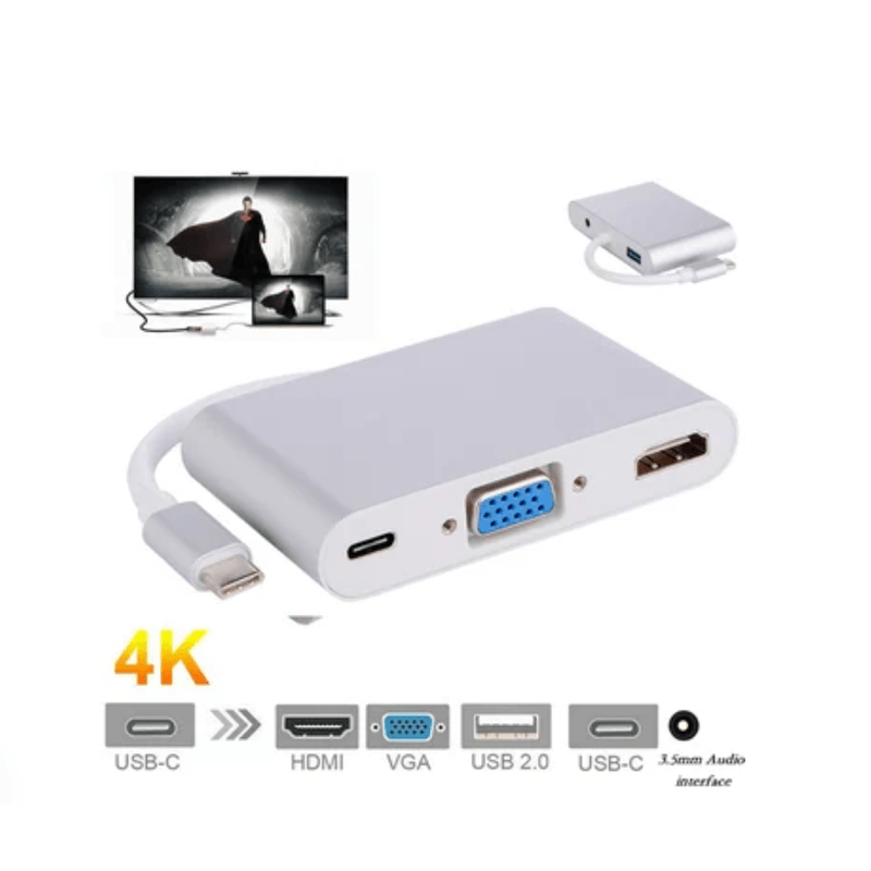 Adaptador-convertidor-Tipo-C-A-Hmdi-Usb-30-Vga-Audio-tipo-C-5-En-1