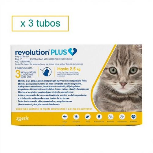 Pipeta Antipulgas para Gatos Revolution Plus menores a 2.5kg