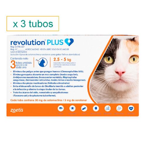 Pipeta Antipulgas para Gatos Revolution Plus de 2.5 a 5 kg