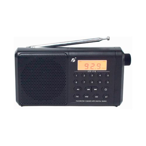 Radio Bluetooth FM Portátil con Reloj Digital y Parlante Recargable