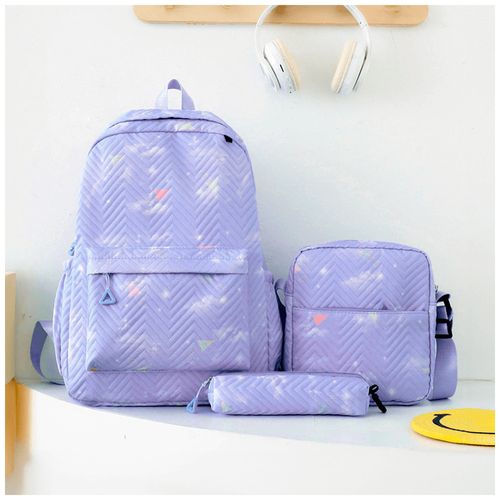 Mochila Kawaii 3 Piezas Porta Laptop 15,6" Lila BP1