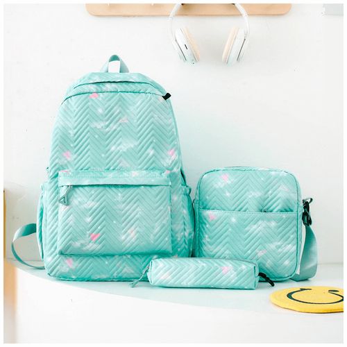 Mochila Kawaii 3 Piezas Porta Laptop 15,6" Verde BP1