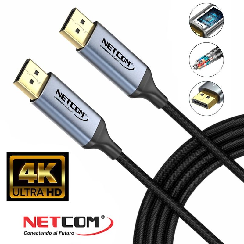 Cable-Displayport-a-Displayport-Netcom-Pvc-Macho-10-Metros-4k-DP-a-DP