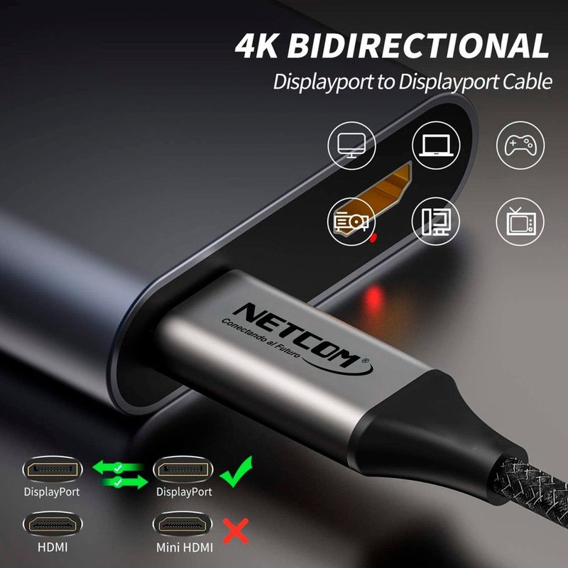 Cable-Displayport-a-Displayport-Netcom-Pvc-Macho-10-Metros-4k-DP-a-DP
