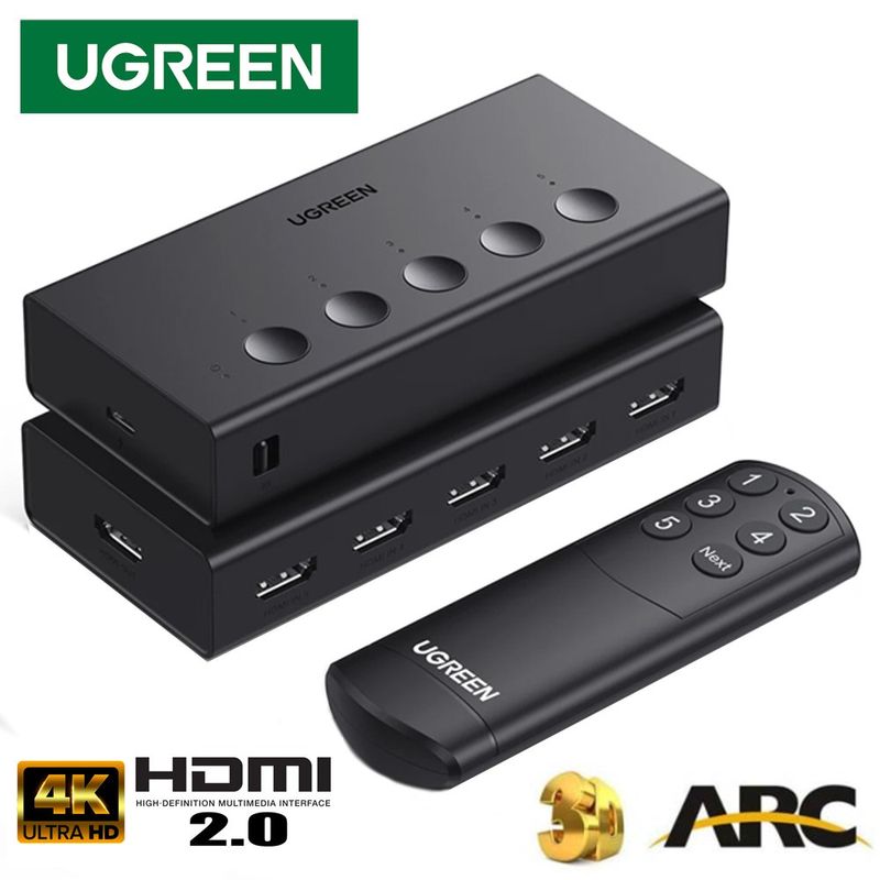 Switch-HDMI-20-5-Puertos-4K-60Hz-3D-HDR-UGREEN-con-control-HDCP-23