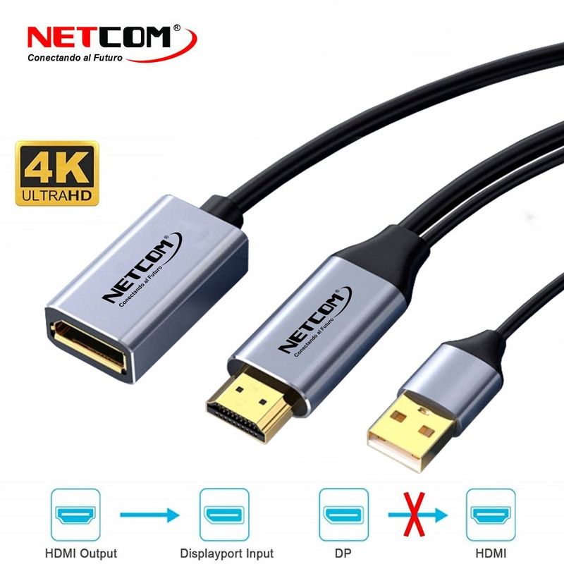 Cable-Adaptador-Premium-HDMI-a-Displayport-hembra-4k-60Hz-NETCOM
