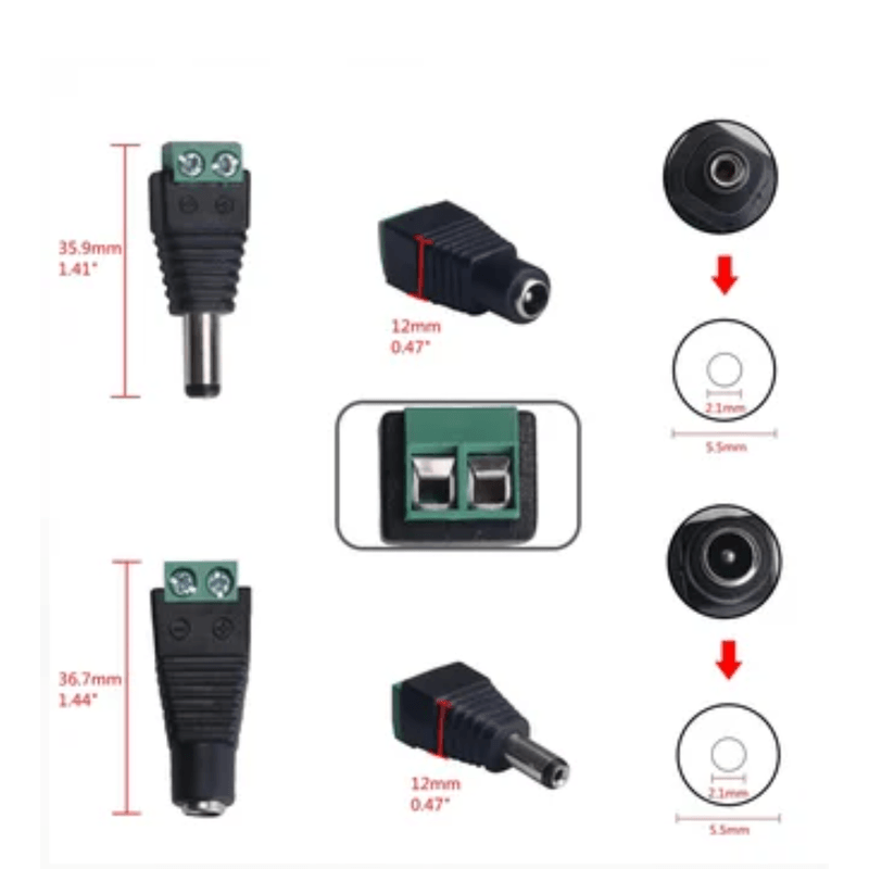100-pares-conector-hembra-macho-DC-para-cable-de-camara-CCTV-tiras-led