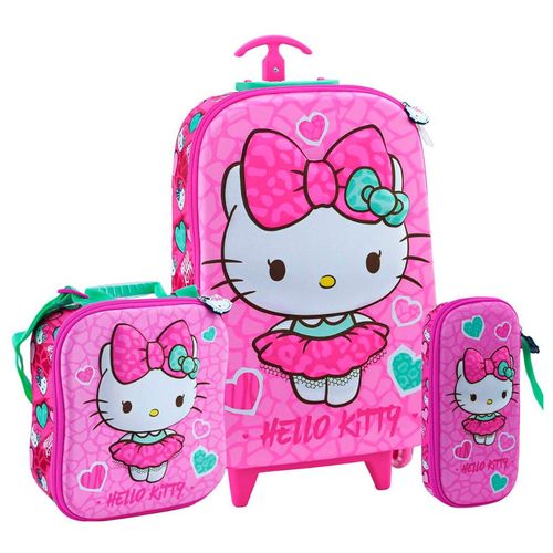 Set Scool Ranger Maleta Lonchera Cartuchera Hello Kitty Full 3D