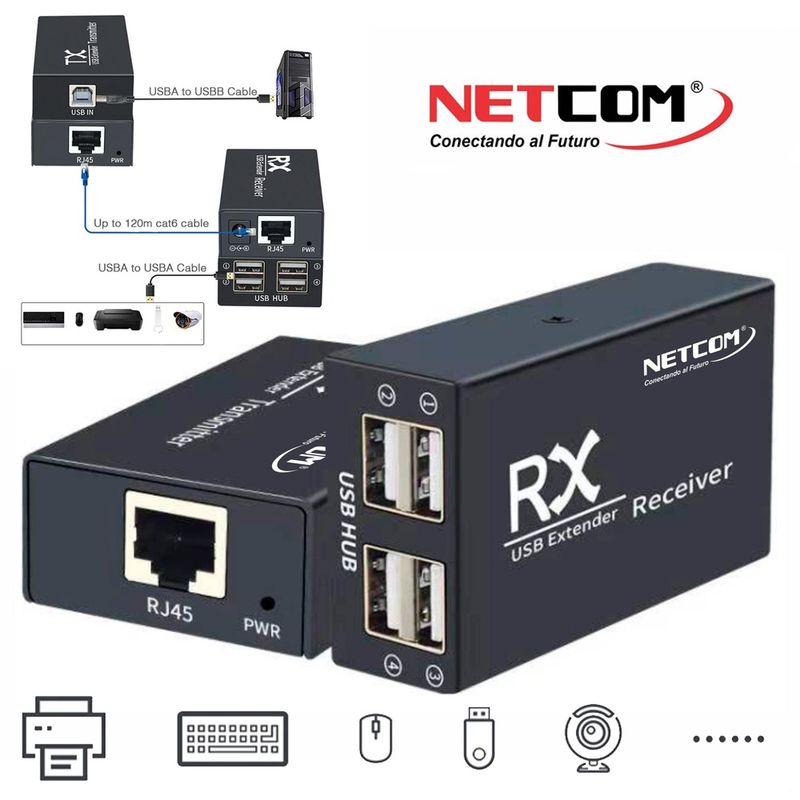 Extension-USB-20-200-metros-4-USB-cat-5-cat-6-y-cat-7-TX-RX-RJ45