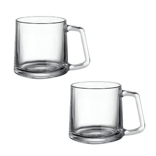 Set de 2 Tazas de Vidrio con Mango Recto 300 ml