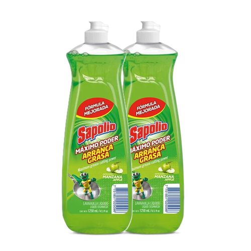 COMBO Sapolio: 2 Lavavajillas líquida Manzana 1.25 litros