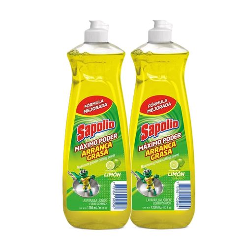 COMBO Sapolio: 2 Lavavajillas líquida Limón 1.25 litros