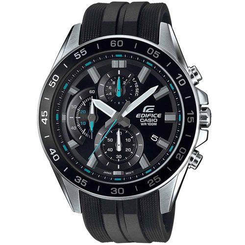 Reloj Casio Edifice EFV-550P-1AV Fecha Cronómetro Acero Inoxidable Correa Resina Negro