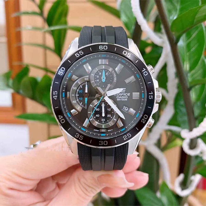 Reloj-Casio-Edifice-EFV-550P-1AV-Fecha-Cronometro-Acero-Inoxidable-Correa-Resina-Negro