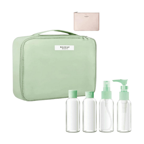 Kit Neceser Porta Cosméticos más Set de Frascos para Viaje