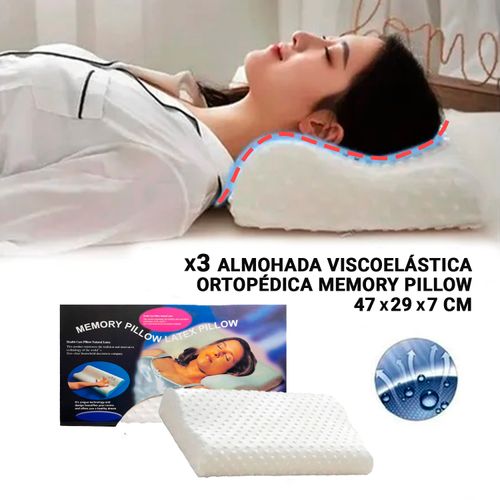 3 Almohadas Viscoelásticas Ortopédica Memory Pillow 47*29*7