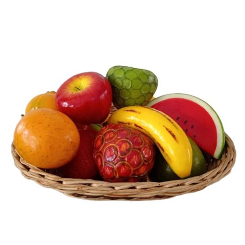 Canasta de 12 frutas decorativas