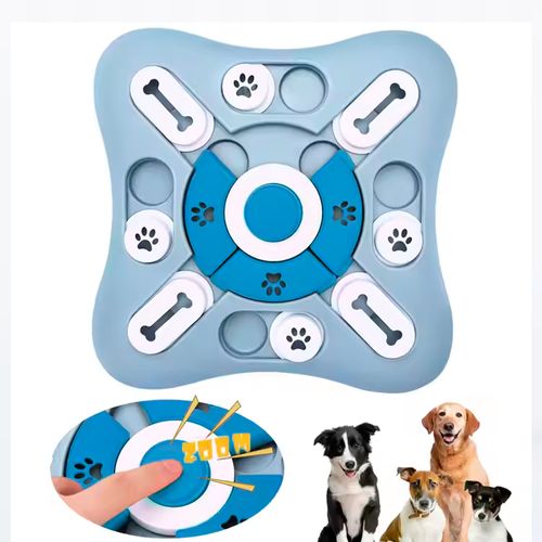 Juguete para Perros y Gatos Puzzle Rompecabezas de Alimento Entrenamiento 25.4cm Azul