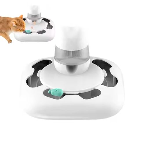 Juguete para Gatos Perros Base Plato Giratorio con Dispensador de Comida Recargable Blanco